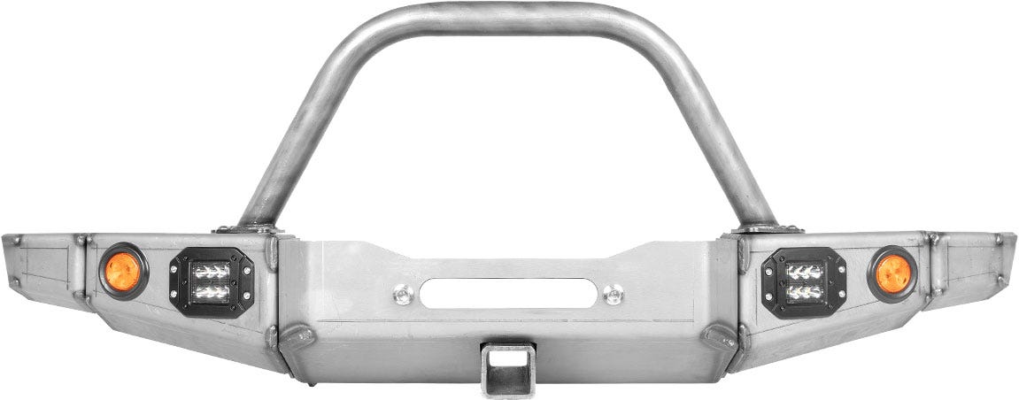 86-95 Suzuki Samurai Front Bumpers - 0-1 Inch Winch Plate Short Ends with Stubby Ends Double Bend Stinger Bare Low Range Off Road