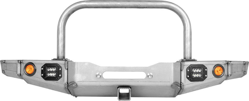 86-95 Suzuki Samurai Front Bumpers - 0-1 Inch Winch Plate Short Ends with Stubby Ends Grill Guard Bare Low Range Off Road
