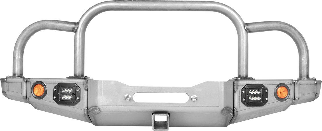 86-95 Suzuki Samurai Front Bumpers - 0-1 Inch Winch Plate Short Ends with Stubby Ends Grill and Headlight Guard Bare Low Range Off Road