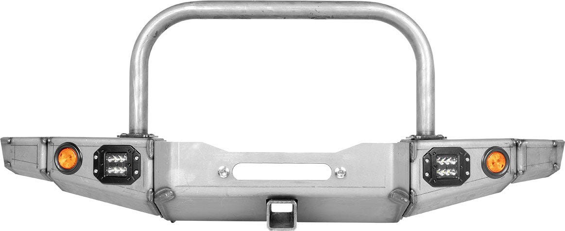 86-95 Suzuki Samurai Front Bumpers - 2-3 Inch Winch Plate Short Ends with Stubby Ends Grill Guard Bare Low Range Off Road