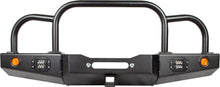 Load image into Gallery viewer, 86-95 Suzuki Samurai Front Bumpers - 0-1 Inch Winch Plate Long Ends Grill and Headlight Guard Black Powder Coat Low Range Off Road