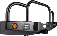 Load image into Gallery viewer, 86-95 Suzuki Samurai Front Bumpers - 0-1 Inch Winch Plate Long Ends Grill and Headlight Guard Black Powder Coat Low Range Off Road