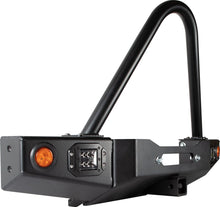 Cargar imagen en el visor de la galería, 86-95 Suzuki Samurai Front Bumpers - 0-1 Inch Winch Plate Short Ends Single Bend Stinger Black Powder Coat Low Range Off Road