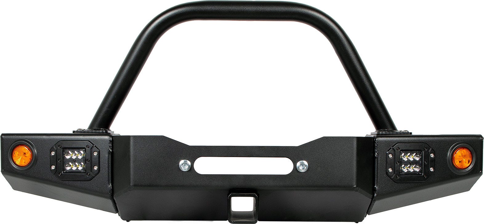 86-95 Suzuki Samurai Front Bumpers - 0-1 Inch Winch Plate Short Ends Double Bend Stinger Black Powder Coat Low Range Off Road