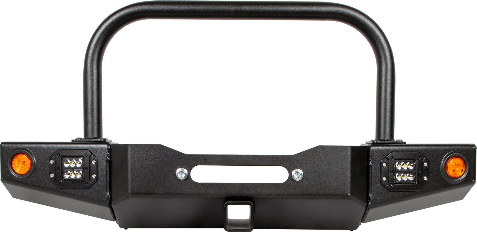 86-95 Suzuki Samurai Front Bumpers - 0-1 Inch Winch Plate Short Ends Grill Guard Black Powder Coat Low Range Off Road