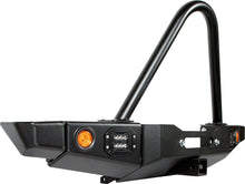 Load image into Gallery viewer, 86-95 Suzuki Samurai Front Bumpers - 0-1 Inch Winch Plate Short Ends with Stubby Ends Single Bend Stinger Black Powder Coat Low Range Off Road