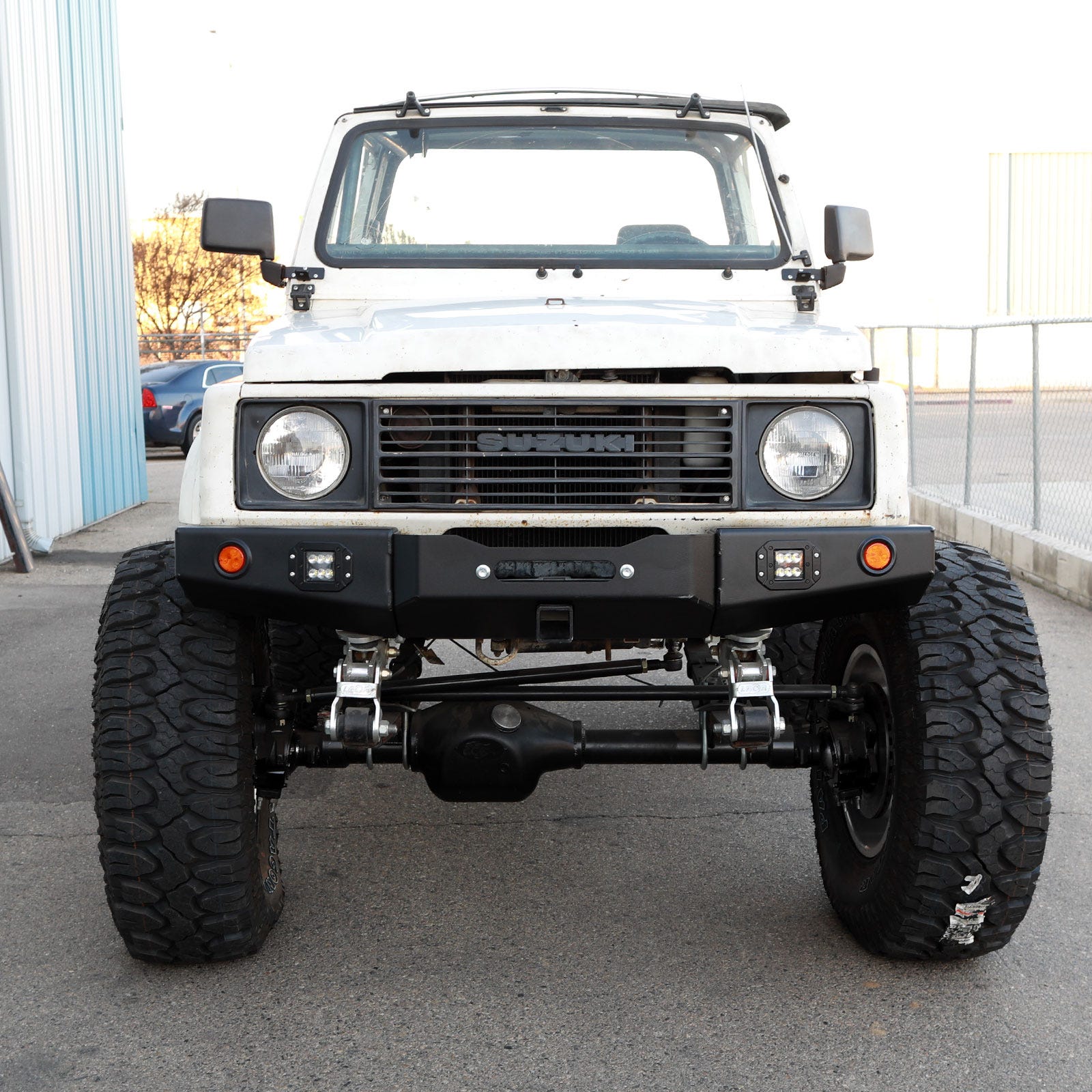 86-95 Suzuki Samurai Front Bumpers - 2-3 Inch Winch Plate Long Ends Black Powder Coat Low Range Off Road