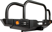 Load image into Gallery viewer, 86-95 Suzuki Samurai Front Bumpers - 2-3 Inch Winch Plate Short Ends with Stubby Ends Grill and Headlight Guard Black Powder Coat Low Range Off Road