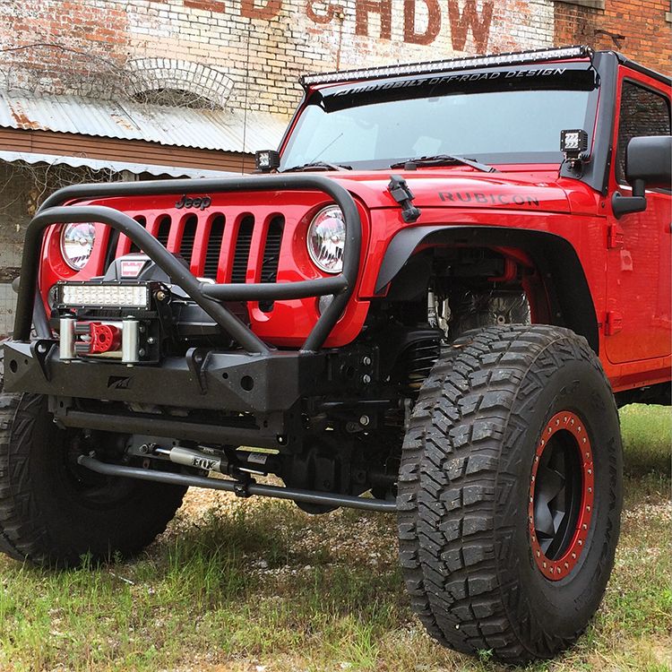 JK Stubby Front Bumper W/Grill Hoop/Stinger Bare Steel Motobilt