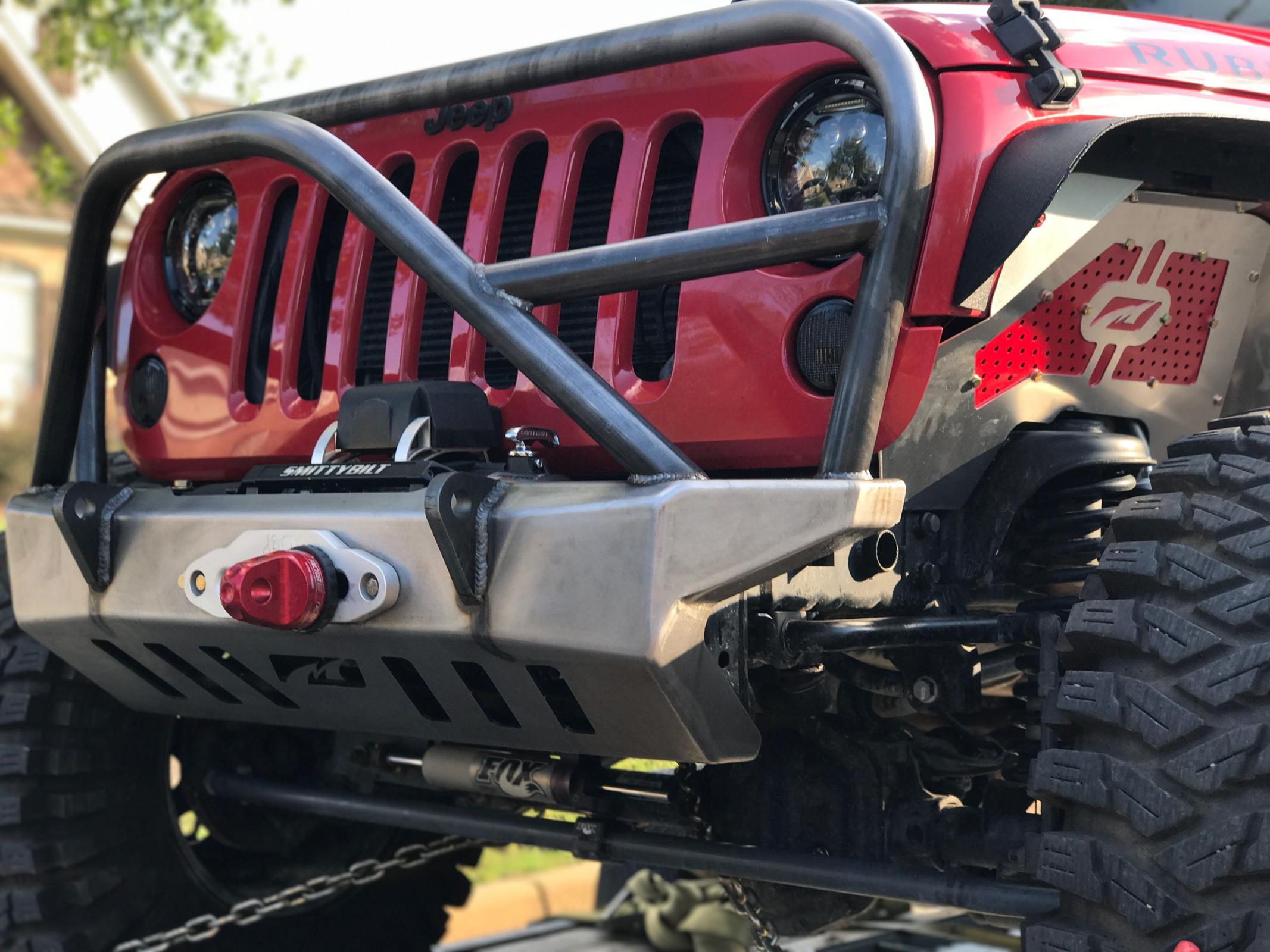 Jeep JK Front Bumper W/Grill Hoop And Stinger 07-18 Wrangler JK Crusher Series Bare Steel Motobilt