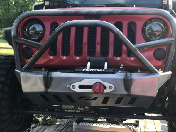 Jeep JK Front Bumper W/Grill Hoop And Stinger 07-18 Wrangler JK Crusher Series Bare Steel Motobilt