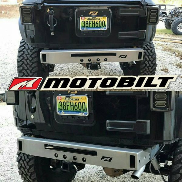 Jeep JK Micro Rear Bumper W/Light Bar Cut Out 07-18 Wrangler JK Bare Steel Motobilt