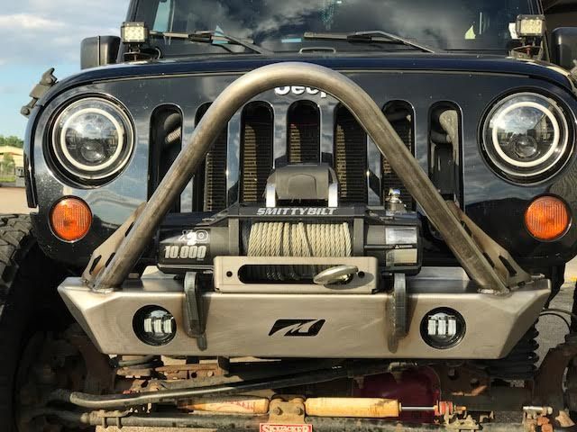 Jeep JK Front Bumper W/Stinger Fog Cutouts 07-18 Wrangler JK Hatchet Series Bare Steel Motobilt