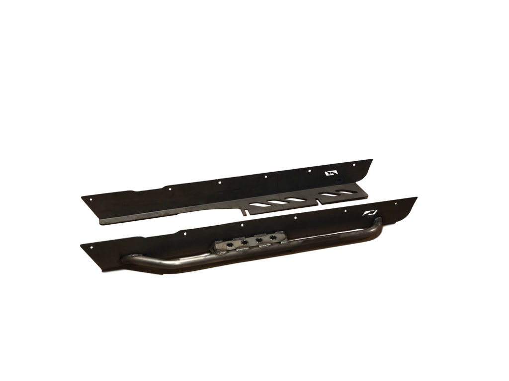 Jeep LJ Full Length Rocker Guards With Step 04-06 Wrangler TJ Unlimited Bare Steel Motobilt