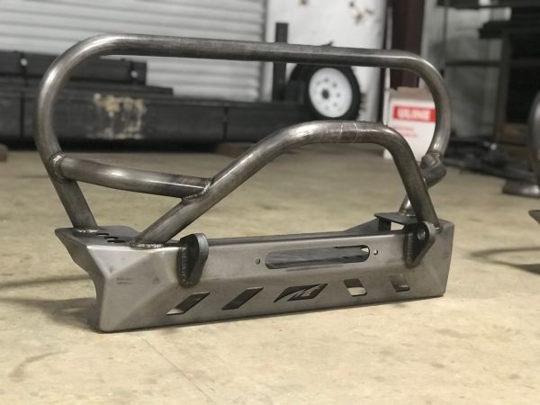 Jeep YJ TJ LJ Front Bumper W/Grill Hoop and Bull Bar Bare Steel Motobilt