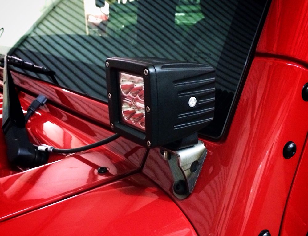 Jeep JK A Pillar LED Cube Light Mount 07-18 Wrangler JK Motobilt