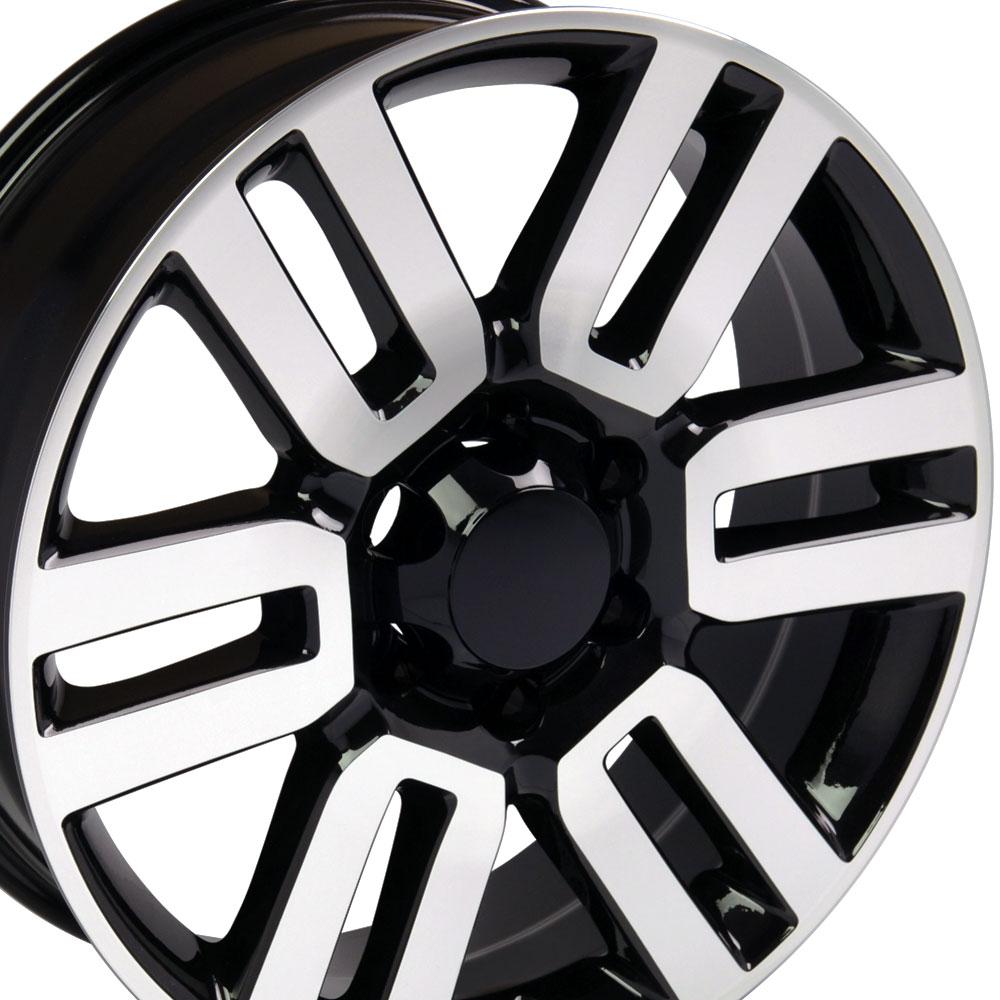 20" Replica Wheel TY10 Fits Toyota 4Runner Rim 20x7 Black Mach'd Wheel