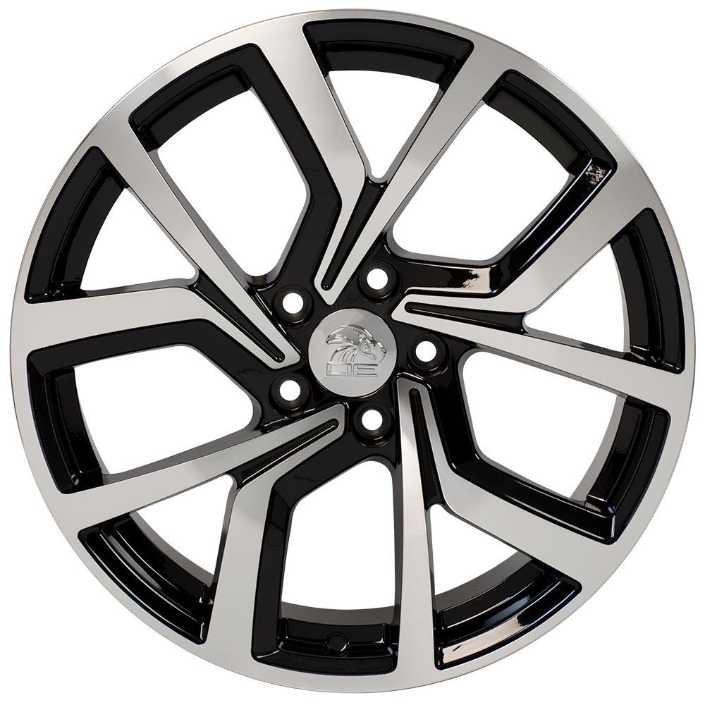 18" Replica Wheel VW28 Fits Volkswagen GTI Rim 18x8 Black Mach'd Wheel ET42