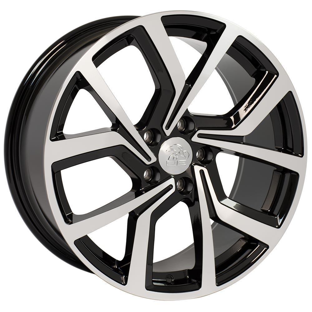 18" Replica Wheel VW28 Fits Volkswagen GTI Rim 18x8 Black Mach'd Wheel ET42