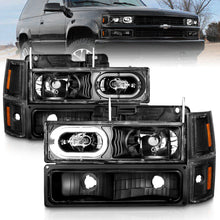 Cargar imagen en el visor de la galería, ANZO 88-98 Chevrolet C1500 Faros delanteros de cristal con carcasa negra con luces de señal y marcador laterales
