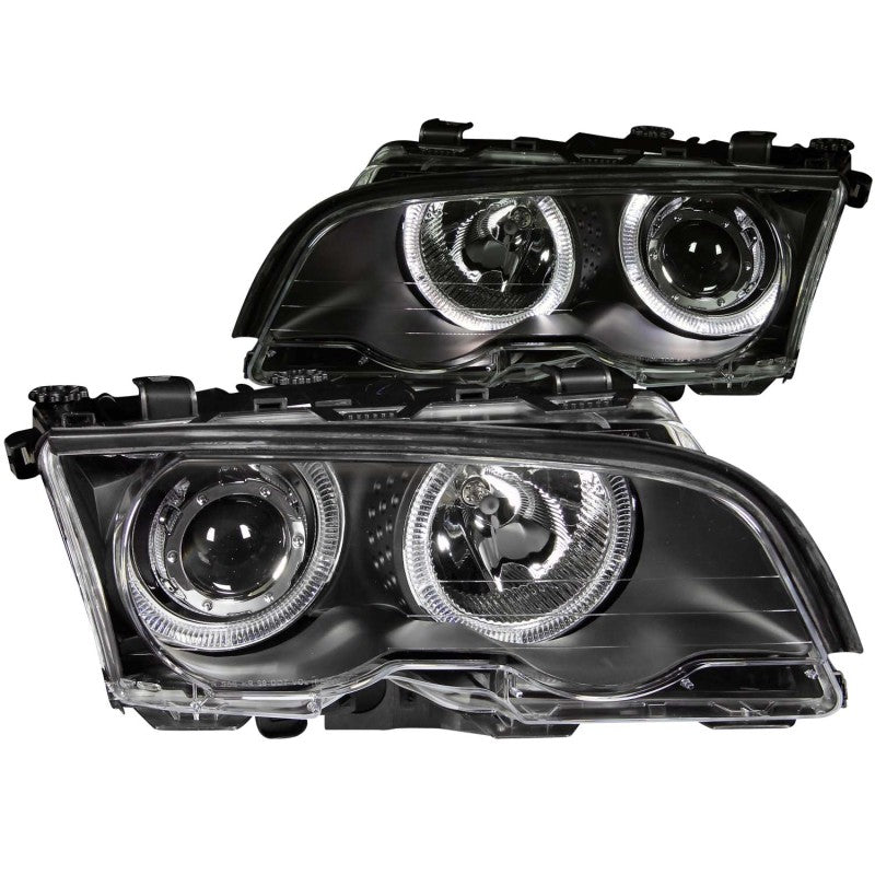 ANZO 1999-2001 BMW Serie 3 E46 Faros delanteros con proyector con halo negro