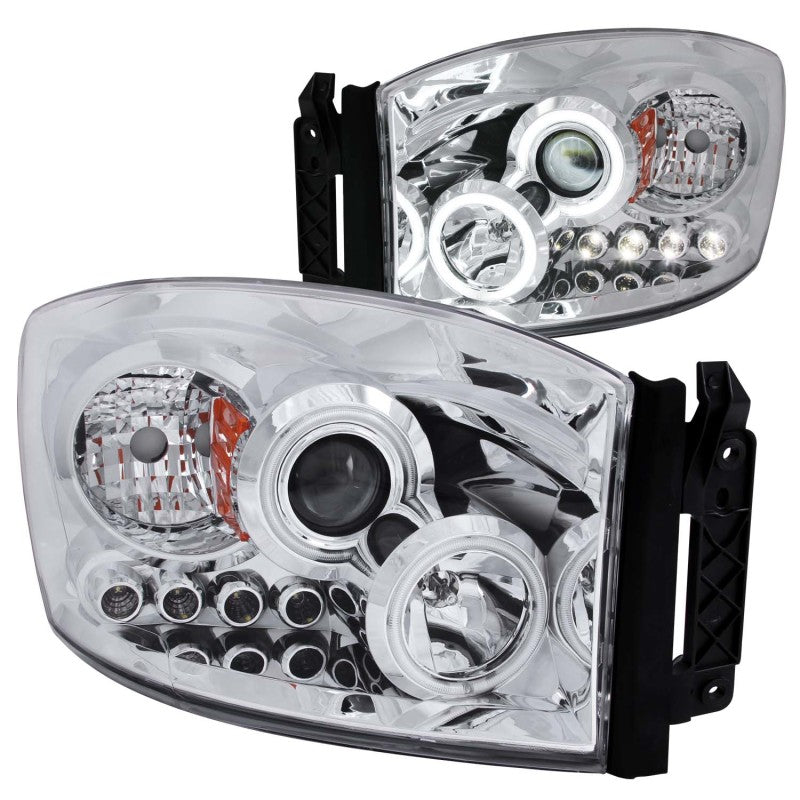 ANZO 2006-2008 Dodge Ram 1500 Faros delanteros con proyector con halo cromado (CCFL)