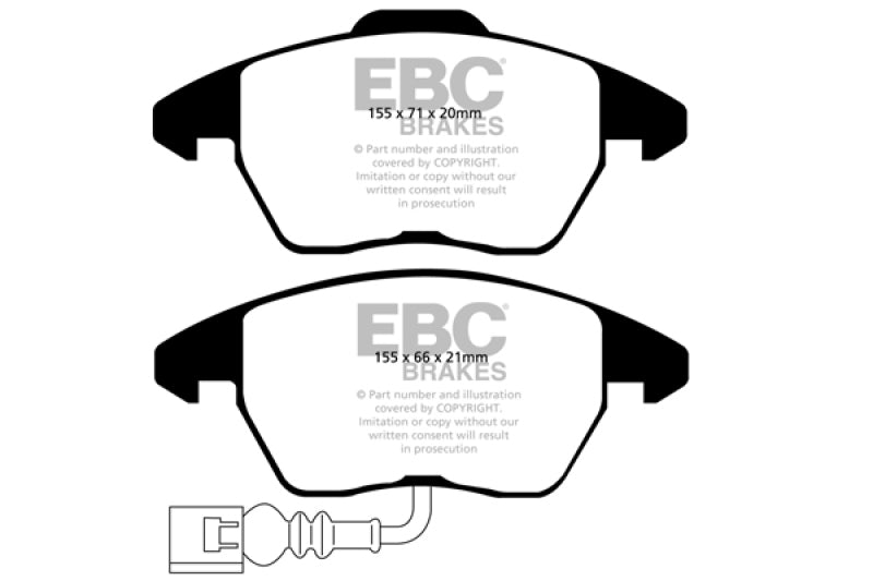 EBC 07-09 Audi TT 2.0 Turbo Pastillas de freno delanteras Yellowstuff