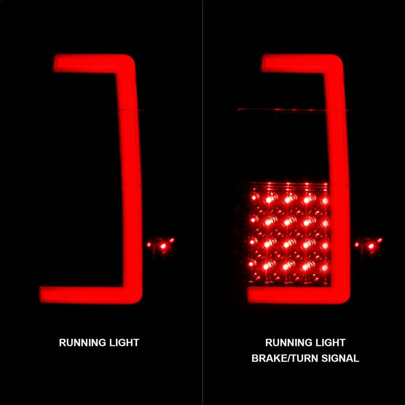 Luces traseras LED ANZO 07-17 Ford Expedition con barra de luz, carcasa negra, lente transparente