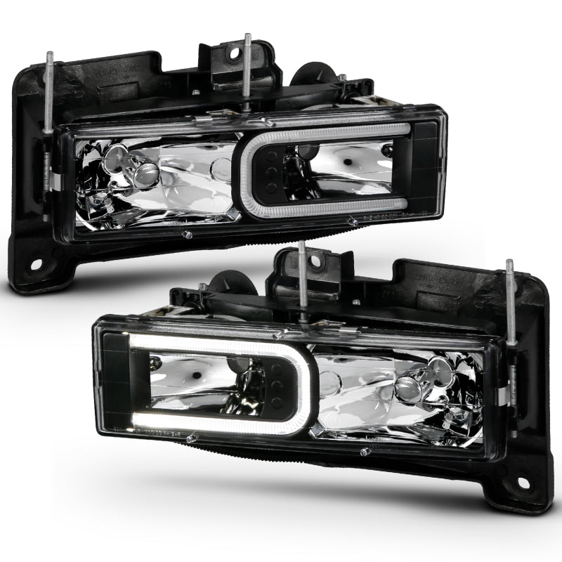 ANZO 1999-2000 Cadillac Escalade Crystal Faros Barra de luz Carcasa negra (par)