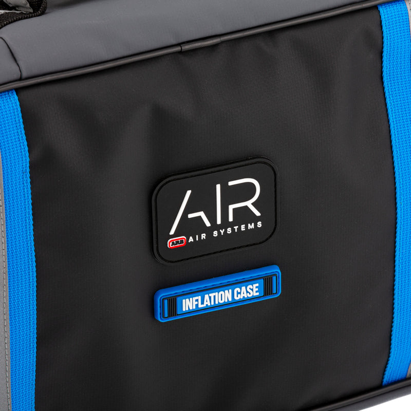 Caja de inflación ARB Acabado negro con detalles azules Tiras reflectantes de material de PVC