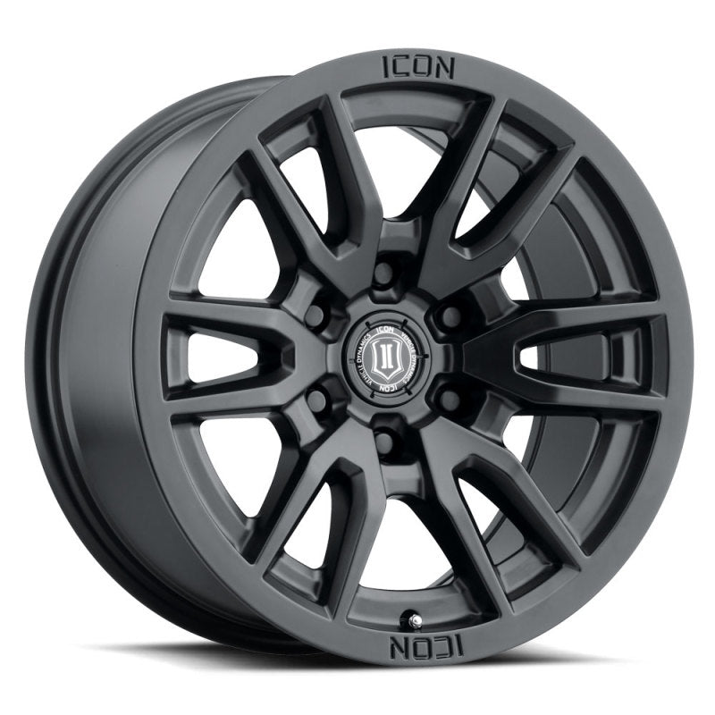 ICON Vector 6 17x8.5 6x5.5 0mm Offset 4.75in BS 106.1mm Diámetro Rueda negra satinada