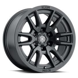 ICON Vector 6 17x8.5 6x5.5 0mm Offset 4.75in BS 106.1mm Diámetro Rueda negra satinada