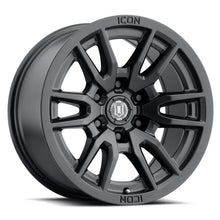 Cargar imagen en el visor de la galería, ICON Vector 6 17x8.5 6x135 6mm Offset 5in BS 87.1mm Diámetro Rueda negra satinada
