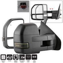 Cargar imagen en el visor de la galería, xTune 04-14 Ford F-150 Heated LED Telescoping Mirrors - Smoke (Pair) (MIR-FF15009S-G4-PWH-SM-SET)