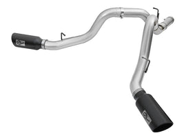 Escape Atlas aFe de 4 pulgadas con respaldo doble DPF de acero Al con puntas negras 16-17 GM Diesel Truck V8-6.6L (td) LML