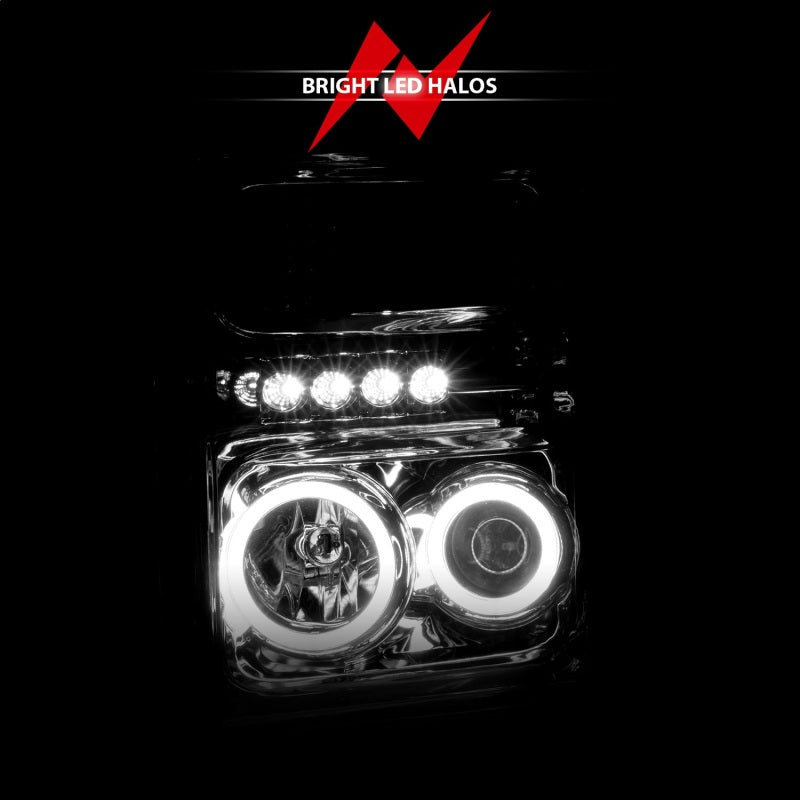 ANZO 2008-2010 Ford F-250 Faros delanteros con proyector con halo cromado (CCFL)