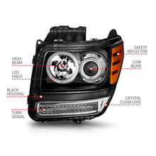 Cargar imagen en el visor de la galería, ANZO 2007-2012 Dodge Nitro proyector faros con Halo negro (CCFL) G2
