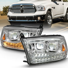 Cargar imagen en el visor de la galería, ANZO 2009-2018 Dodge Ram 1500 Proyector LED estilo tablón Switchback HL Halo cromo ámbar (estilo OE)