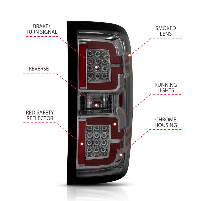 ANZO 2014-2018 Chevy Silverado 1500 luces traseras LED ahumadas