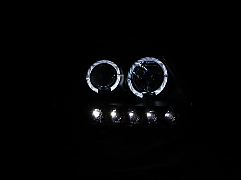 ANZO 1997.5-2003 Ford F-150 Faros delanteros proyectores con halo y LED negro 1 pieza