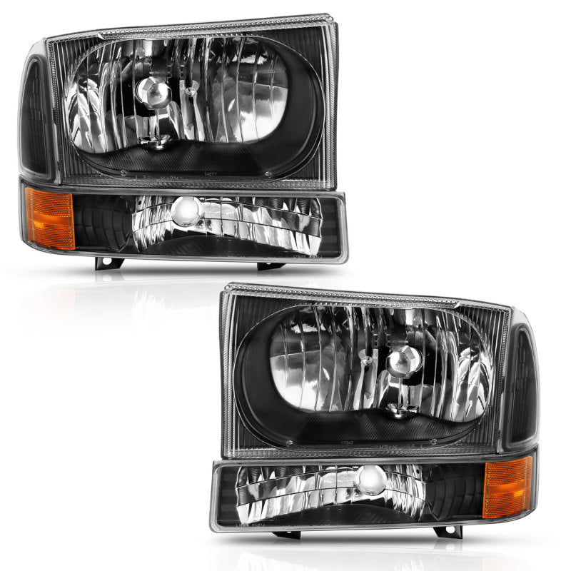 ANZO 2000-2004 Ford Excursion Crystal Faro con luz de esquina, color negro ámbar (sin bombilla)