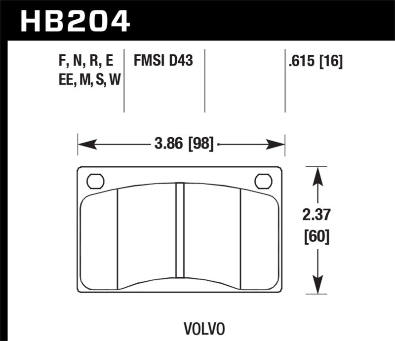 Pastillas de freno Hawk Volvo 142/145/164/240/242/244/245/262/265/1800 Azul 9012 Race