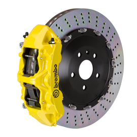 Brembo 03-09 Range Rover Front GT BBK 6 pistones fundidos 405x34 2 piezas rotor perforado - amarillo