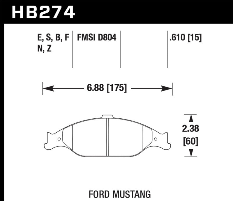 Hawk 1999-2004 Ford Mustang Base 3.8 HPS 5.0 Pastillas de freno delanteras