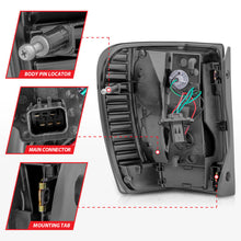 Cargar imagen en el visor de la galería, ANZO 1999-2004 Jeep Grand Cherokee luces traseras LED con barra de luz, carcasa negra, lente ahumada