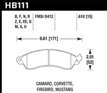 Cargar imagen en el visor de la galería, Hawk 94-04 Mustang Cobra / 88-96 Corvette / 88-92 Camaro con frenos HD Pastillas de freno delanteras negras Race