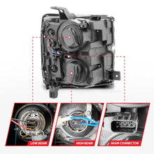 Cargar imagen en el visor de la galería, ANZO Faros delanteros proyectores 15-17 Chevrolet Silverado 2500HD / 3500HD cromados con borde cromado