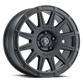 ICON Ricochet 17x8 5x100 38mm Offset 6in BS Rueda negra satinada