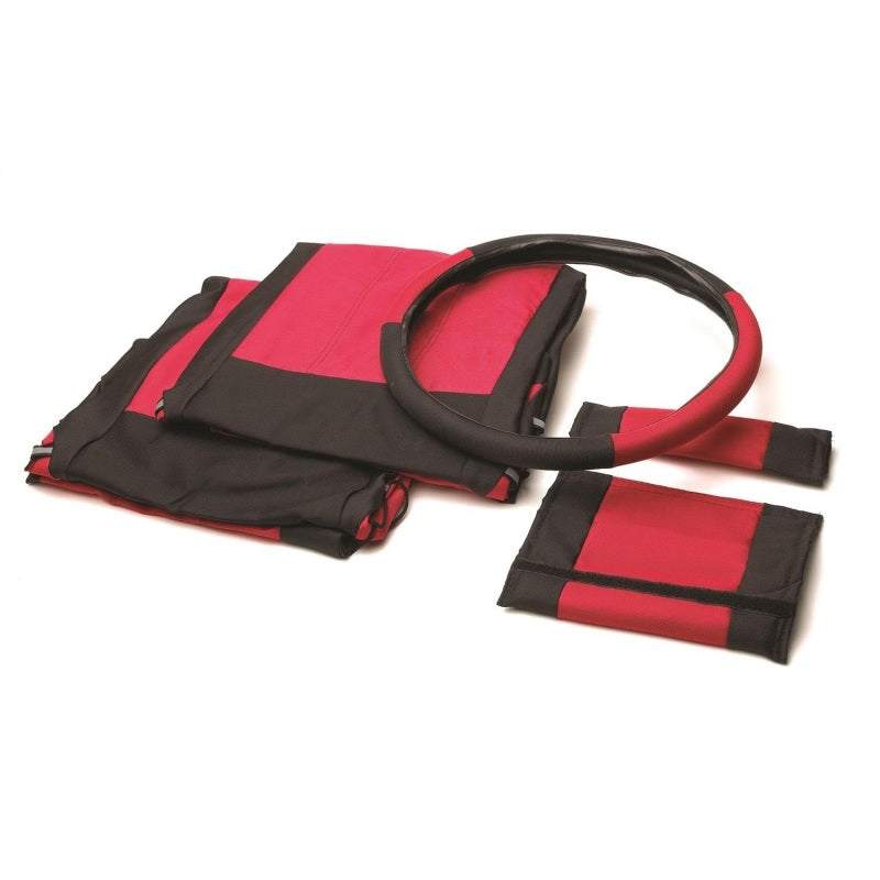 Rampage 1987-1995 Jeep Wrangler(YJ) Comfort Combo fundas de asiento - negro/rojo