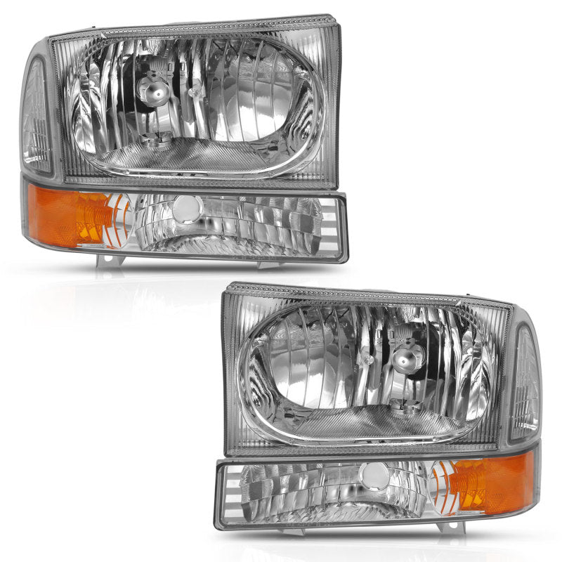 ANZO 2000-2004 Ford Excursion Crystal Faro con luz de esquina cromada ámbar (sin bombilla)